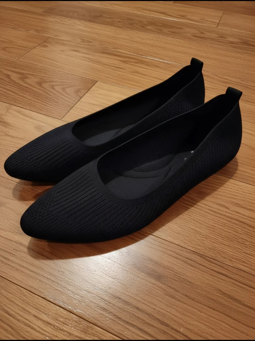 Navy Knit Pointed-Toe Flats